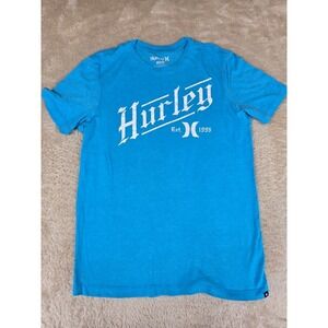Hurley Mens Graphic T-Shirt Blue Heather Est 1999 Logo Short Sleeve Medium